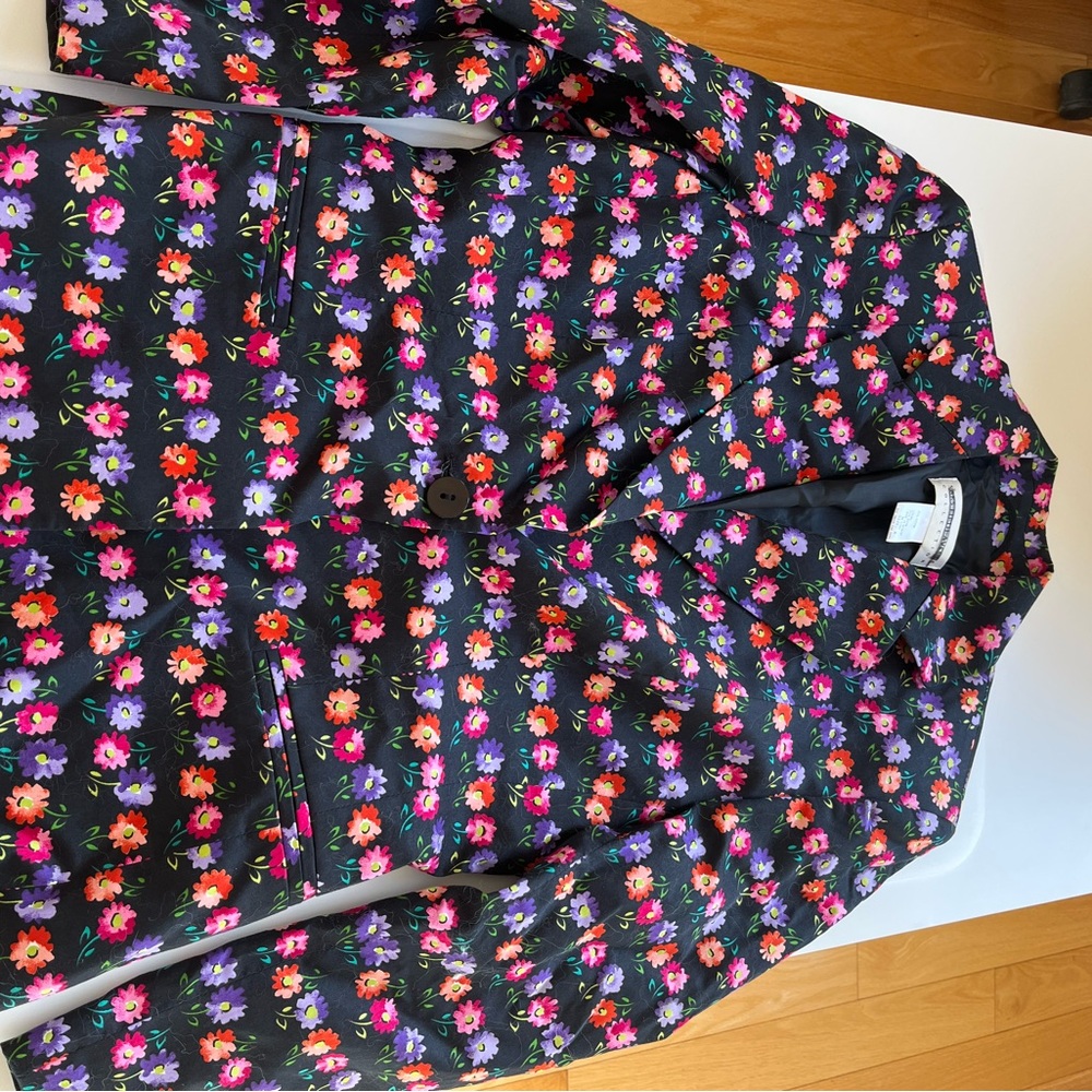 Saks Fifth Avenue Navy Blazer with Floral Design